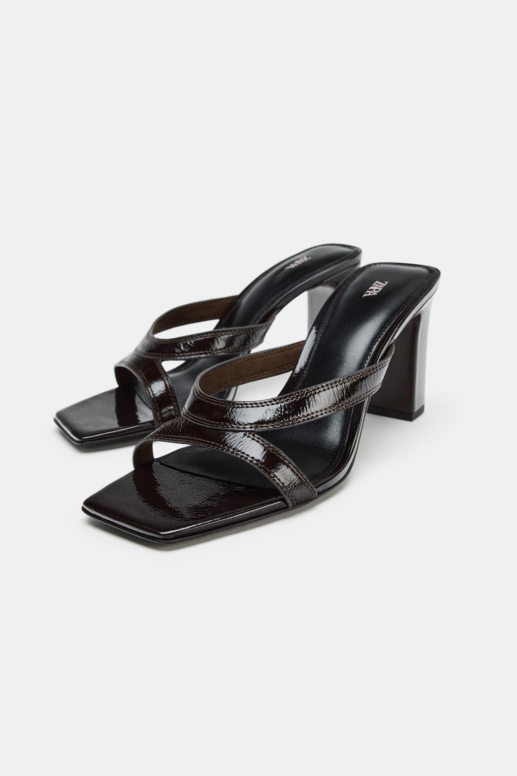 SANDALES À TALONS BRIDES EN CUIR